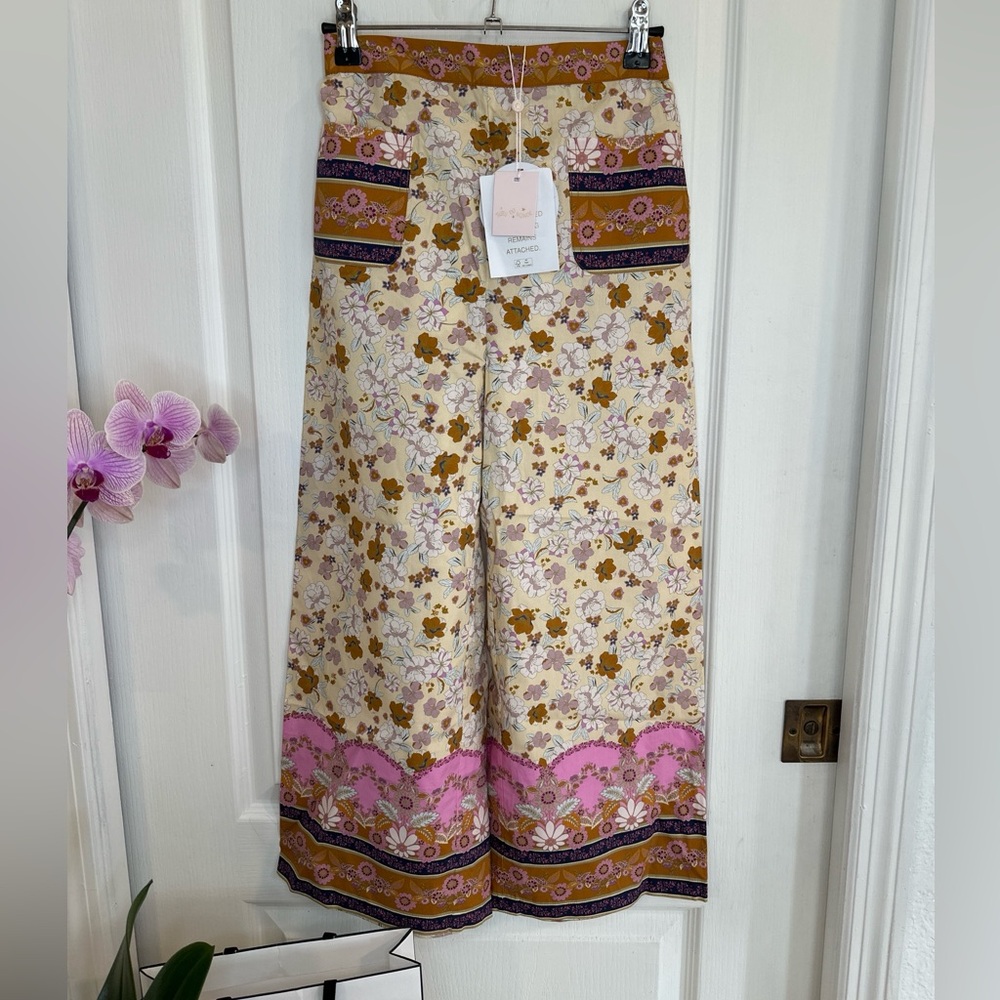 Tutu Du Monde Floral Kids Casual Pants- Cream and Pink (10-11)